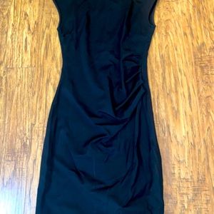 Black side ruched dress. Knee length